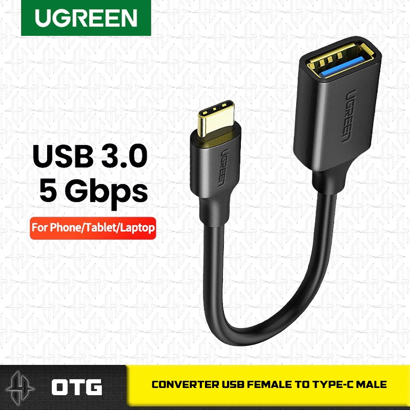 Ugreen 30701 USB-C sang USB 3.0 A màu đen cao cấp.